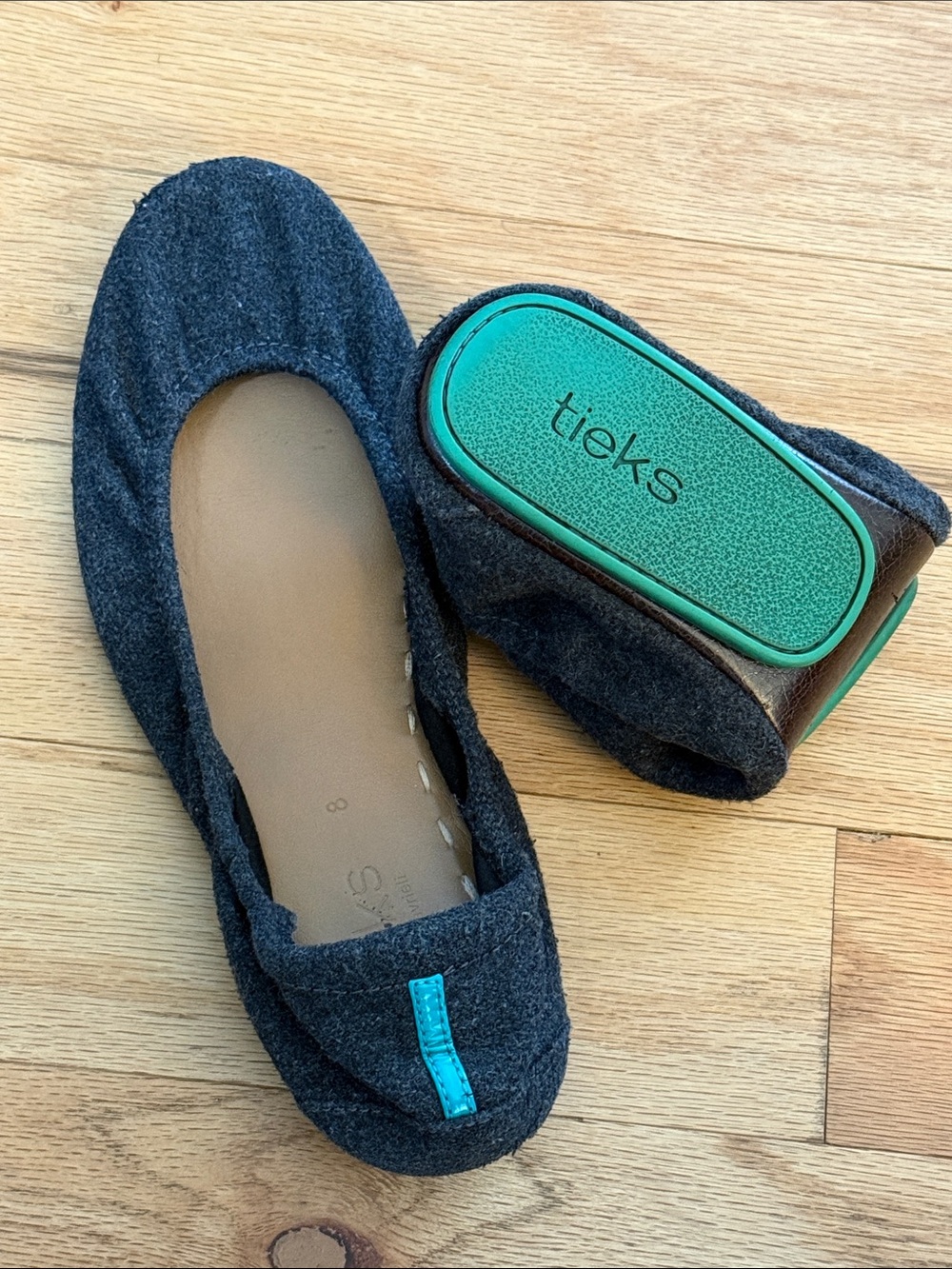 Tieks Greystone Size 8 Vegan Ballet Flats Foldable Round Toe Balletcore Travel
